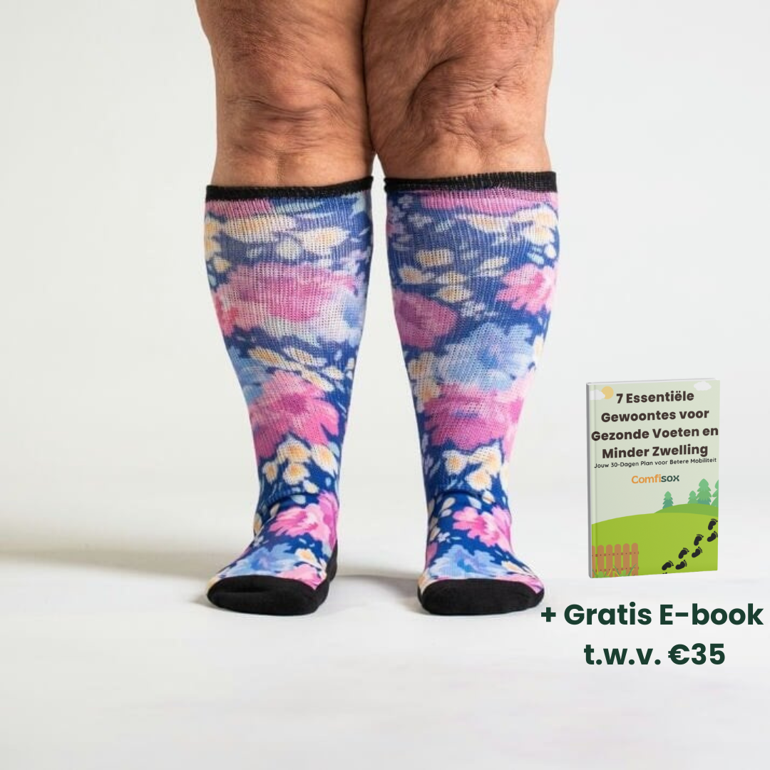 Paarse Bloemen | Super-Stretch™ Diabetische Sokken