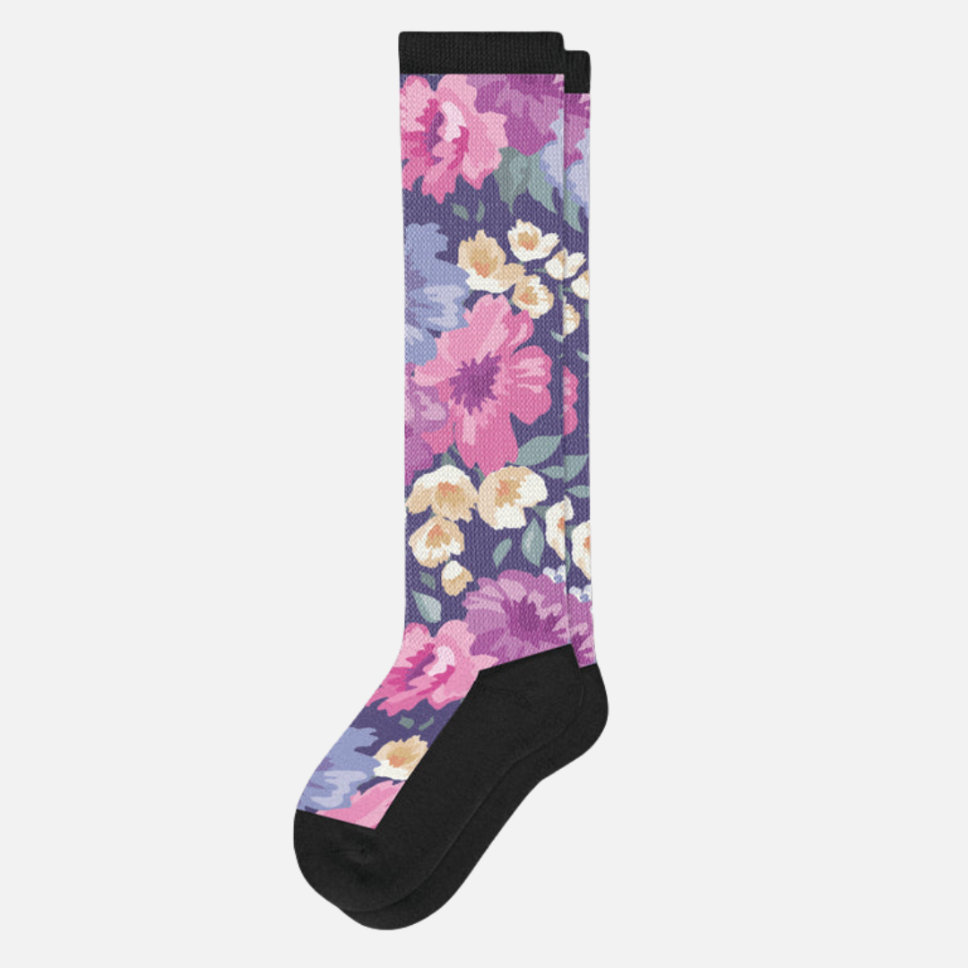 Paarse Bloemen | Super-Stretch™ Diabetische Sokken